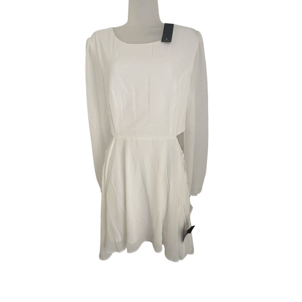Lulu’s White Garden Bliss Long Sleeve Cutout Mini Dress XL Cocktail Bridal Party